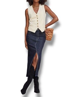 Good American Slit Front Midi in Dark Indigo716 Size 14